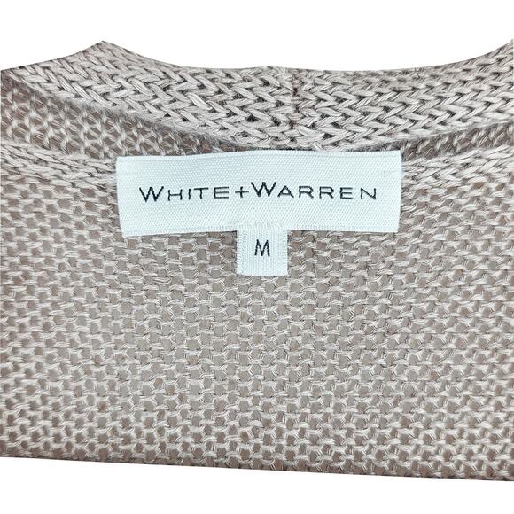 Women's Open Front Cardigan Sweater White and Warren Long Sleeve in Tan Size M - Picture 3 of 8